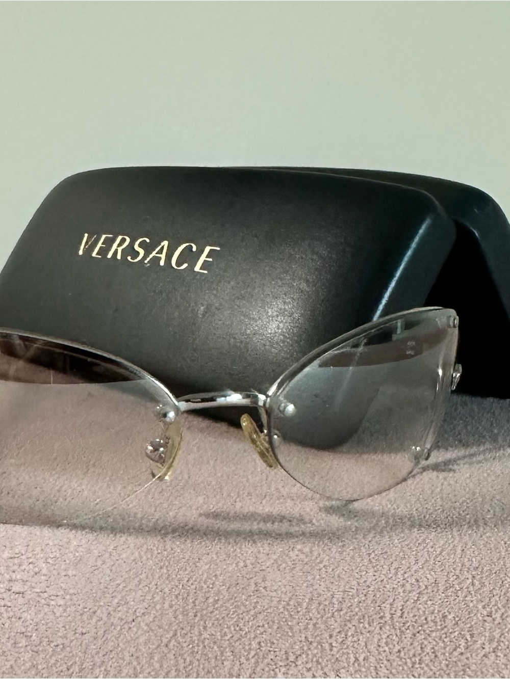 Versace Clear Cat-Eye Sunglasses with Gold Details